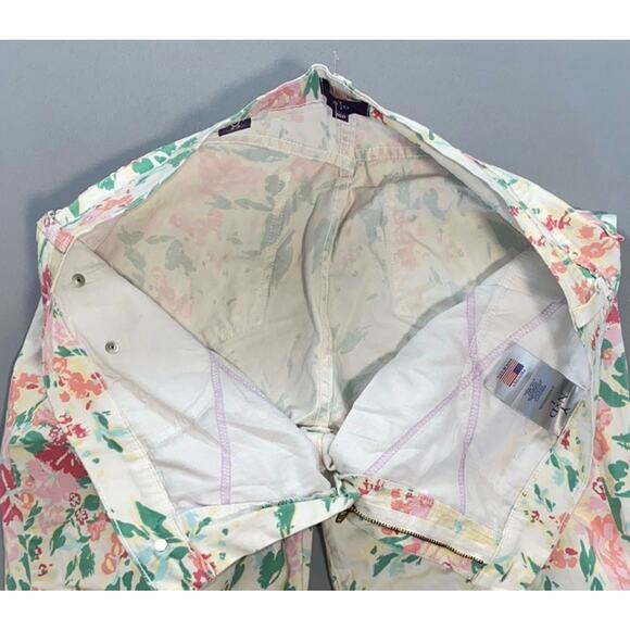 NYDJ Lift/Tuck Vintage USA Made 'Ankle' Lightweight Jeans. Pastel Floral, 16P. - Picture 3 of 5